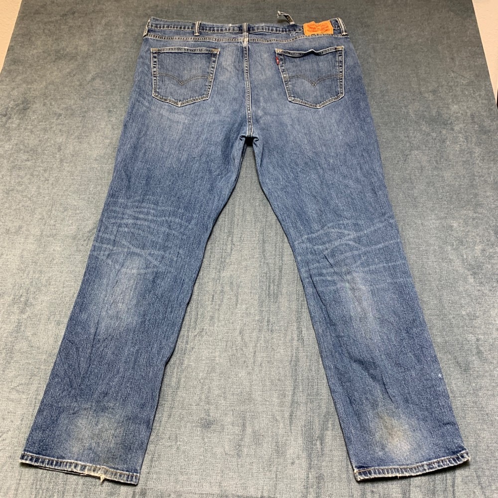 Levi's Jeans Mens 42x32 Blue Denim Cotton Stretch Streetwear Travel Straight Leg